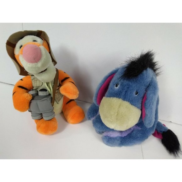 Disney World 9" Tigger on Safari +10" Eeyore Removable Tail Stuffed Animal plush - Picture 1 of 12